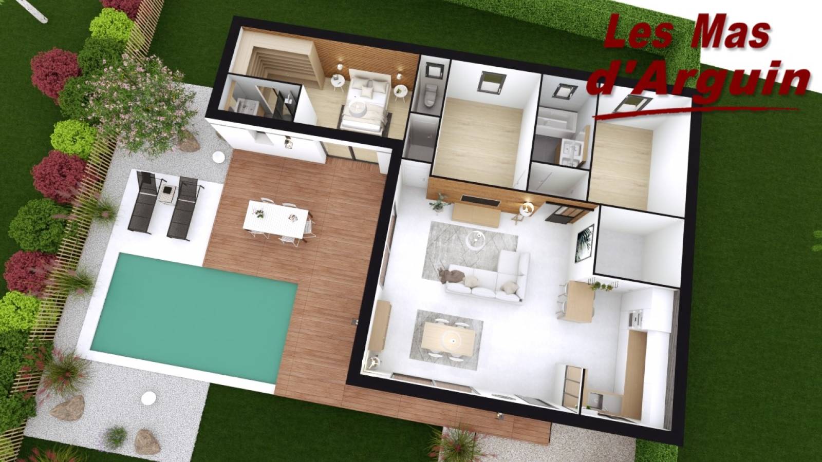 Vente maison neuve 105 m² RE2020 avec suite parentale et séjour double exposition sur terrain au Bassin d’Arcachon - Chauffage gainable performant