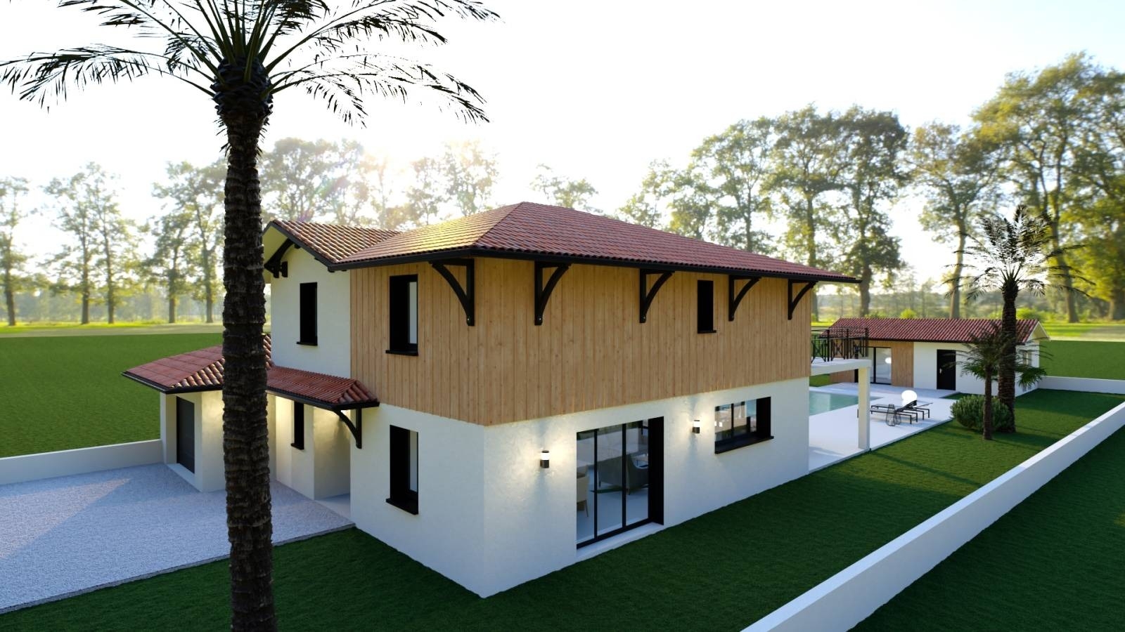 Vente maison arcachonnaise de 200 m² avec 5 chambres, balcon, garage et terrasse à La Teste - Lumineuse, RE2020, belles prestations haut de gamme