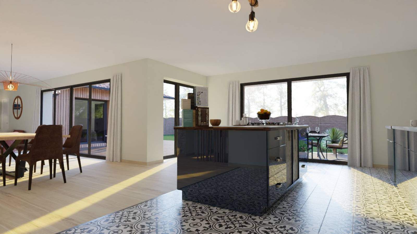 Maison neuve de plain-pied avec piscine, bardage bois et patio ombragé à La Teste-de-Buch proche Bassin d’Arcachon