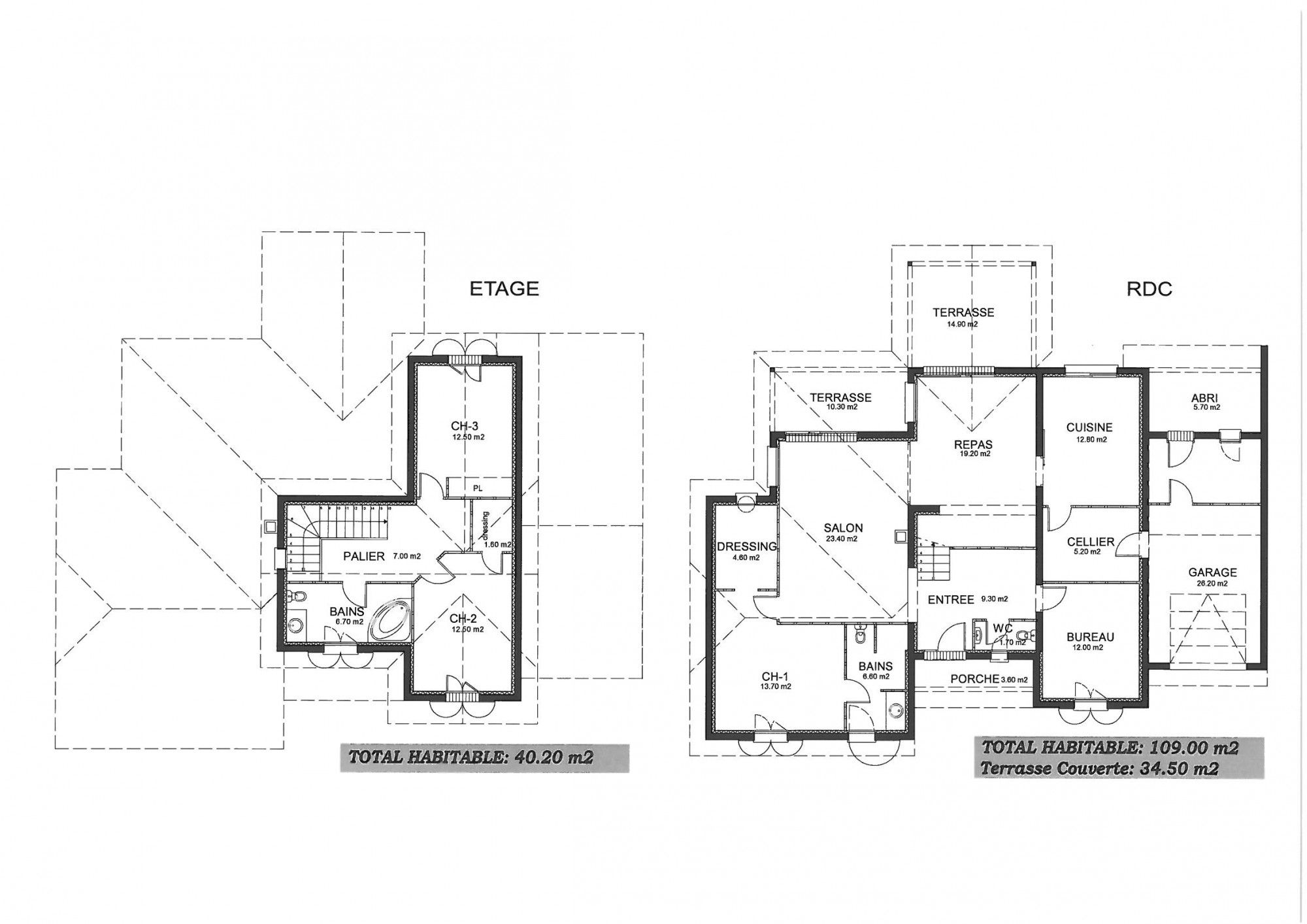 Plan maison à étage style arcachonnais Les Mas d'Arguin