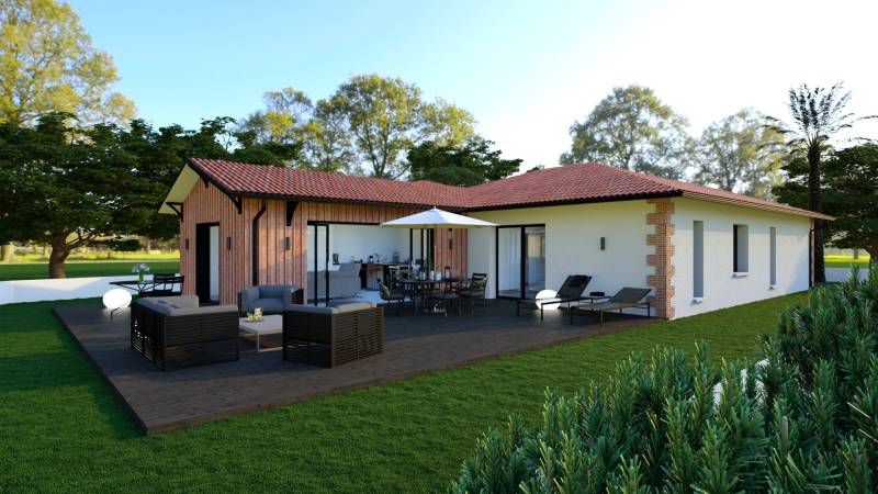 Maison neuve de 135 m² avec terrasse bois, garage et bardage traditionnel à Gujan-Mestras sur le Bassin d’Arcachon