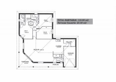 Plan maison 3 chambres avec terrasse Bassin d'Arcachon